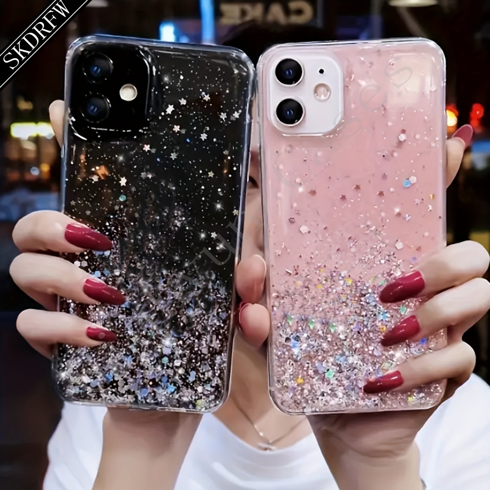 Fashion Ins Starry Sky Glitter Drop Glue AllInclusive Soft Glue AntiFall Mobile Phone Case Suitable for Apple Mobile Phones for Iphone 16 15 14 13 12 11 Pro Max  PlusClassicGirly Heart